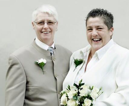 Michelle and Melanie Miles on the day of their civil partnership